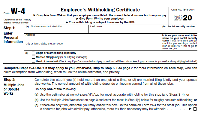 2020 Form W4 IRS