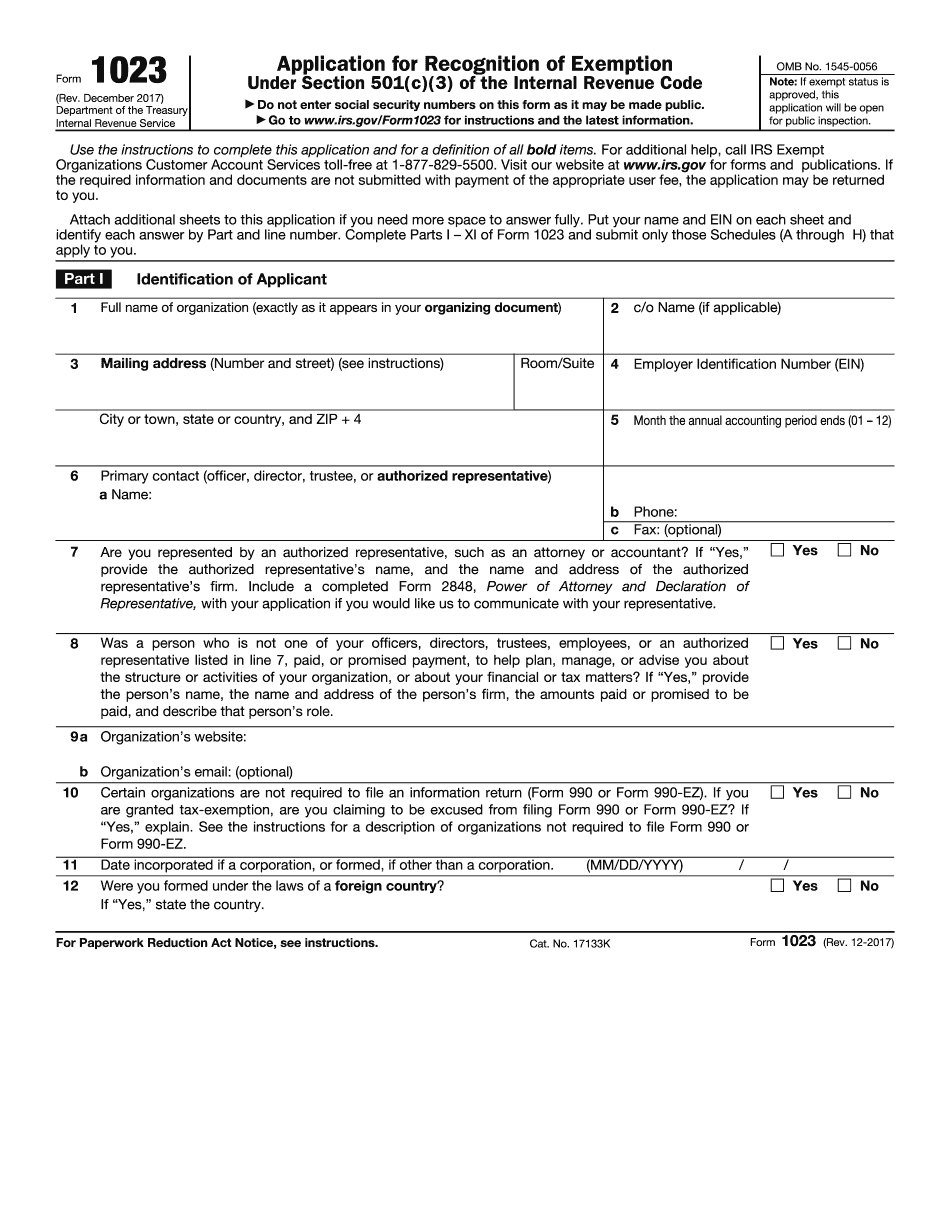 IRS Form 1023 Gets an Update