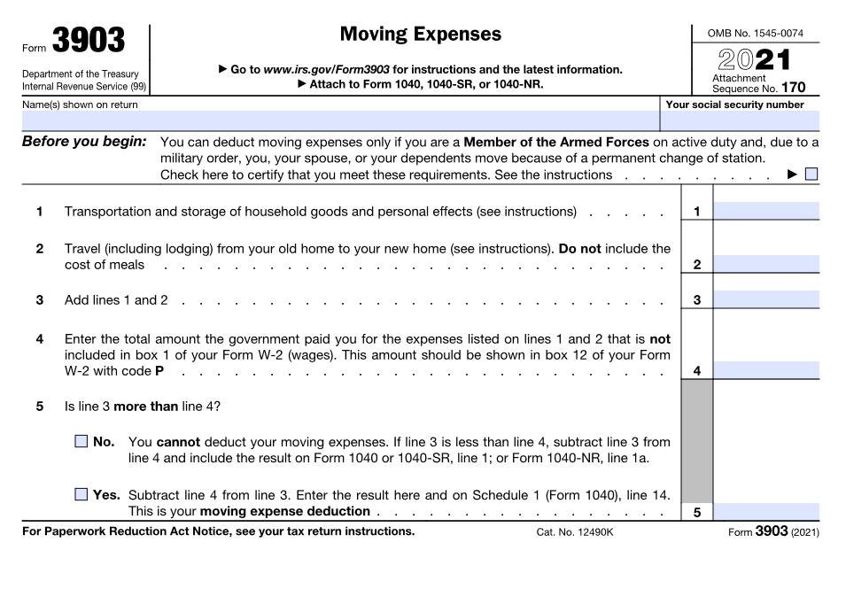 Form 3903 IRS