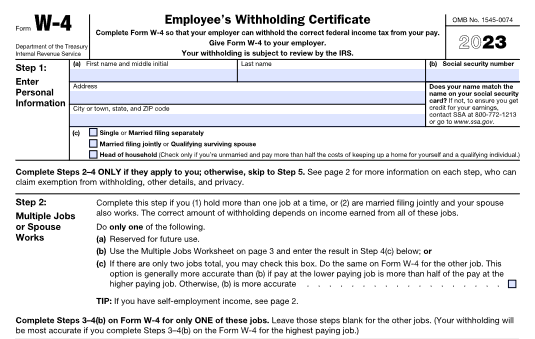 IRS Makes Minor Changes to 2023 W-4 Form