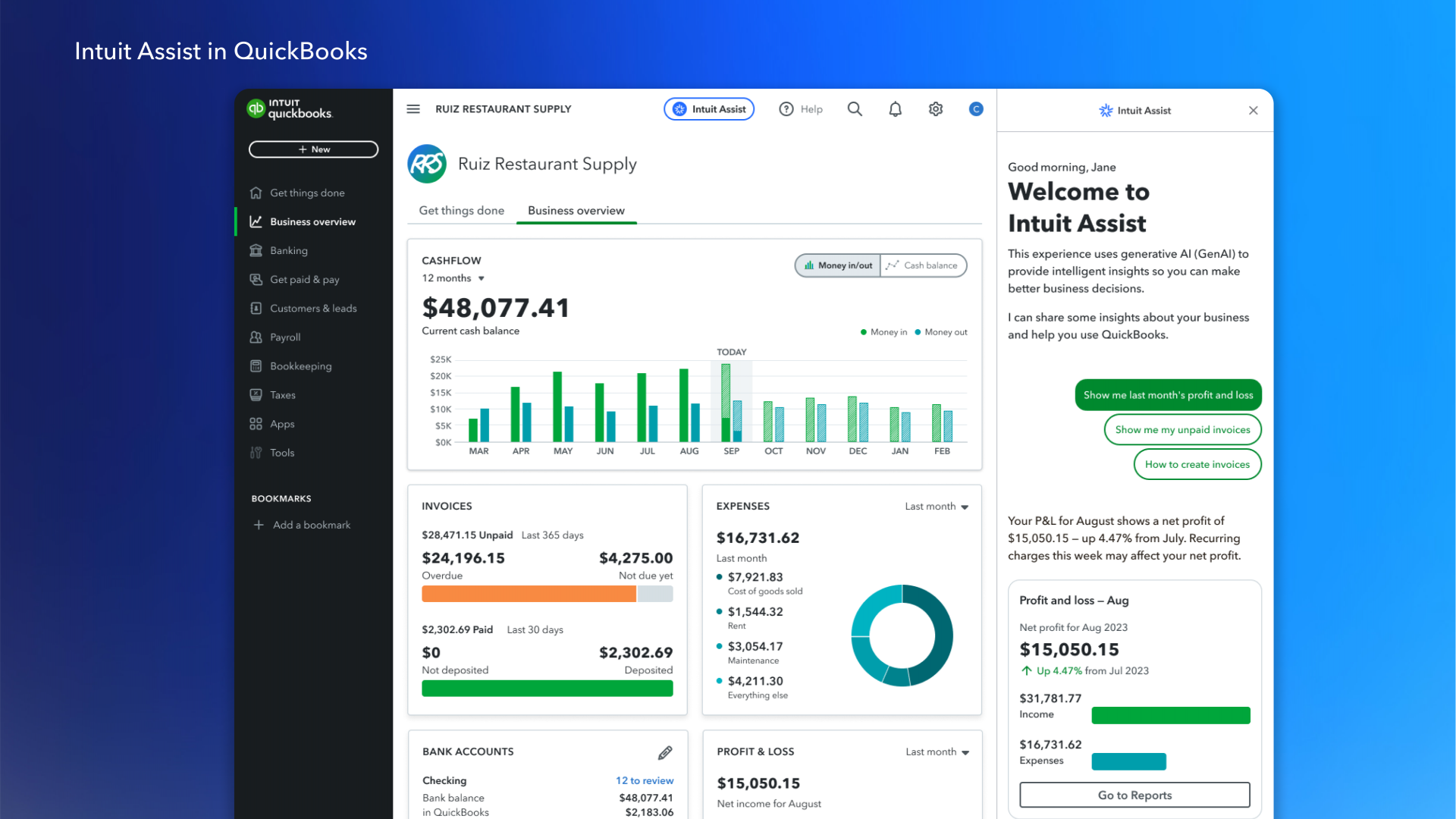 Introducing Intuit Assist for QuickBooks, A Trusted Business Assistant by Your Side